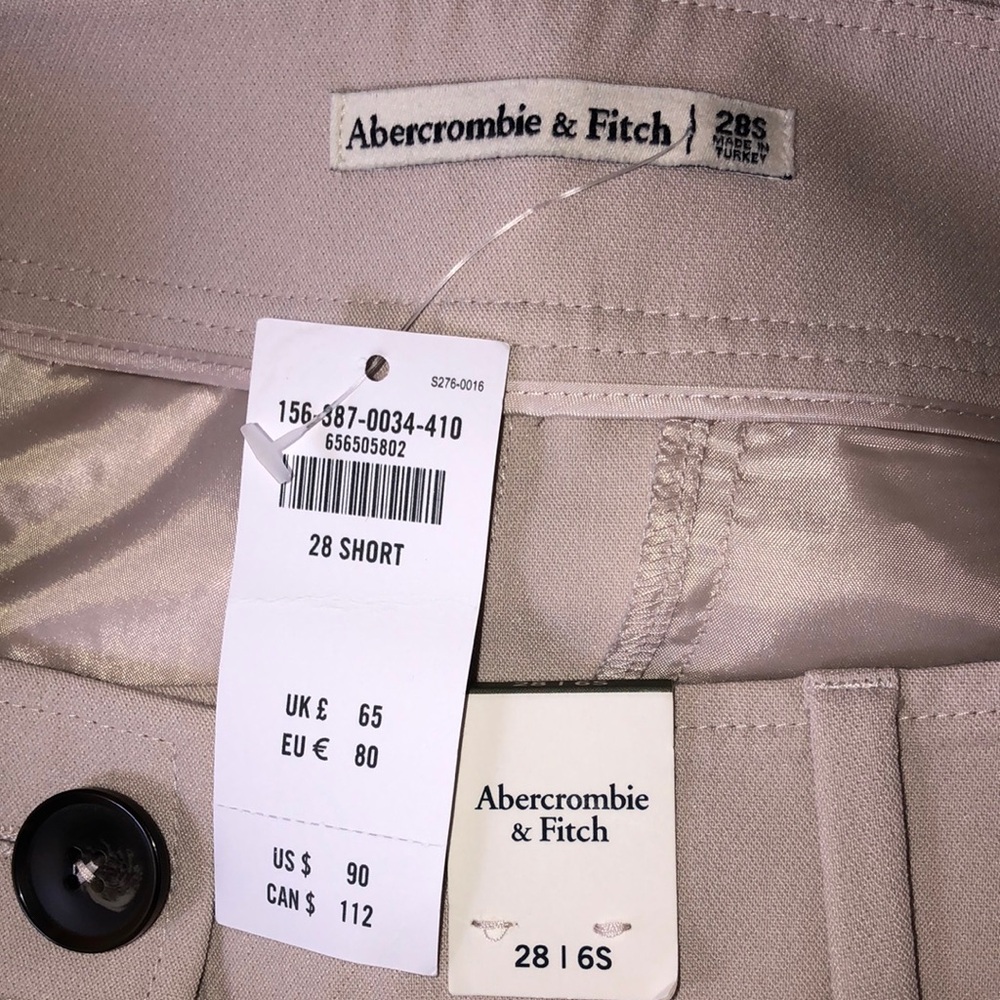 NWT Abercrombie and Fitch Taper Trouser Pant Pleated Size 28 Short - Picture 5 of 6